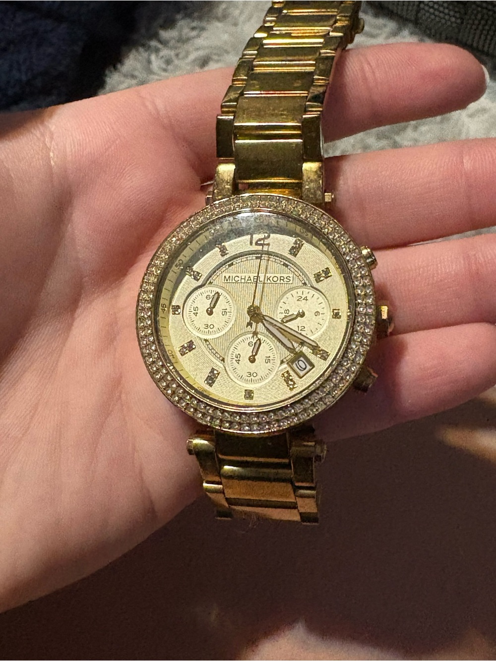 Michael Kors Gold-Tone Crystal Bracelet Watch